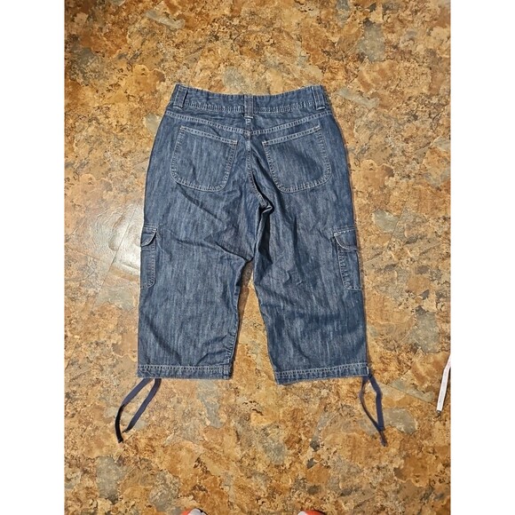 Riders by Lee 13159E7 Womens Dk Wash Blue‎ Cargo Denim Capri Jeans SZ 6M (A272) - Picture 7 of 8
